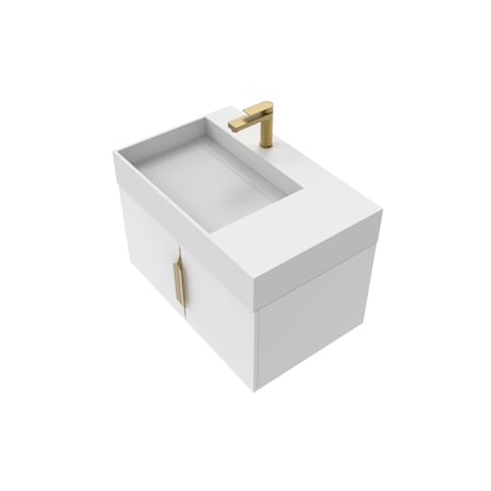 Castello Usa Amazon 30-inch White Left Vanity Set with White Top and Gold Handles CB-MC-30W-GLD-2056L-WH